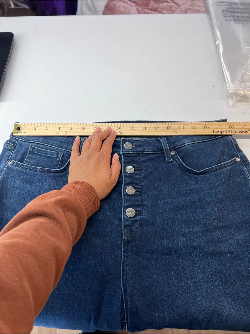 NYDJ Clean Grant Alina High Waist Button‎ Fly Split Hem Legging Skinny Jeans 16